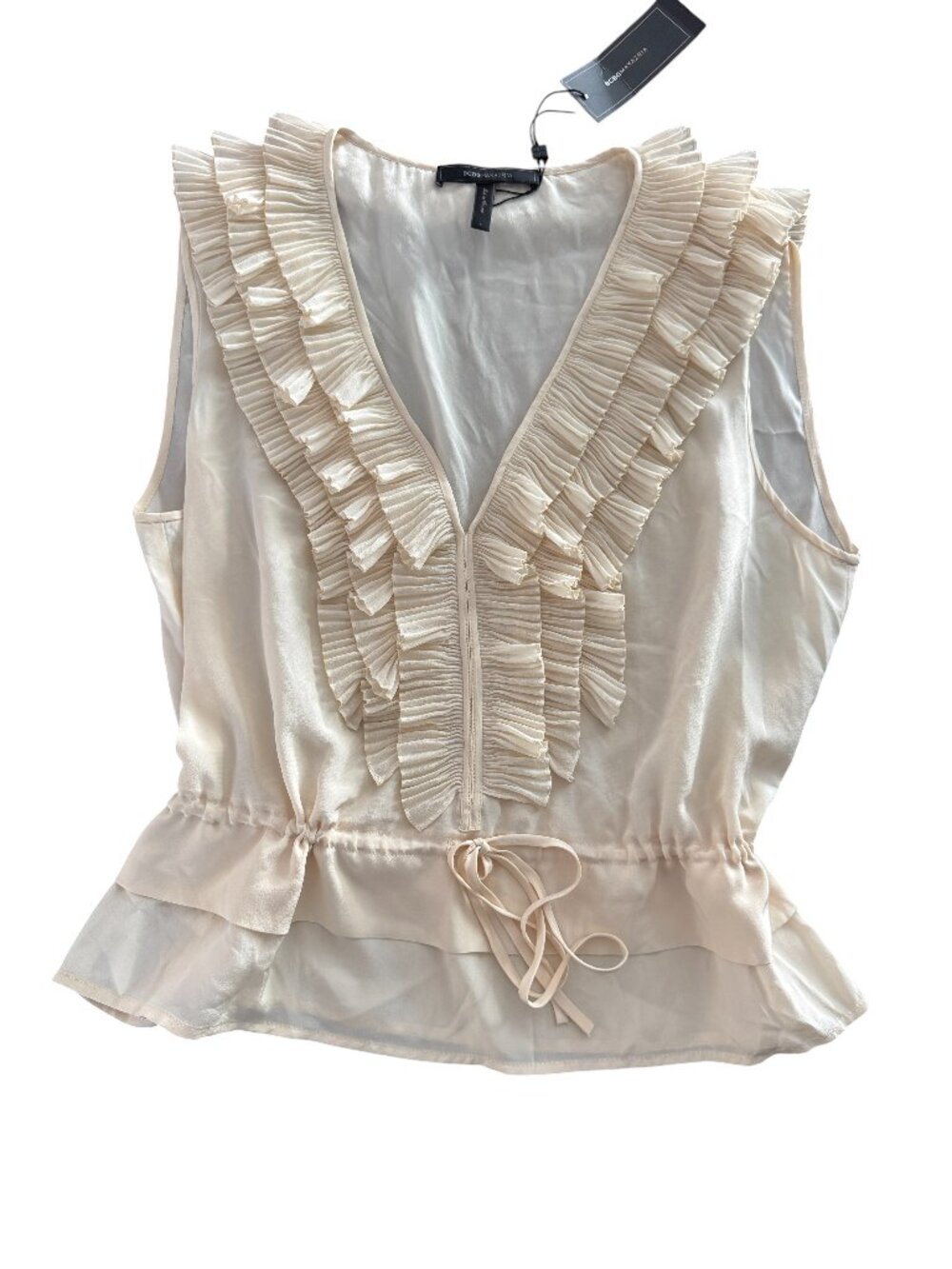 NWT!  BCBG Max Azaria Silk Ruffle Harmony Blouse - Size L